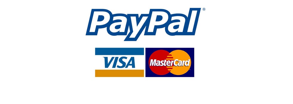 Payments VISA/Mastercard and PayPal are available worldwide